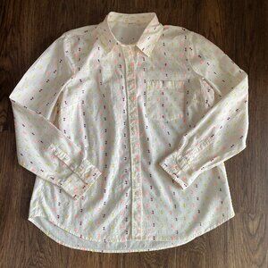 GAP white boyfriend blouse Womens Large white cotton preppy